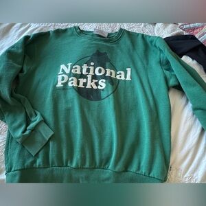 National Parks Bear Graphic Sweatshirt XXL Green Vintage Style
